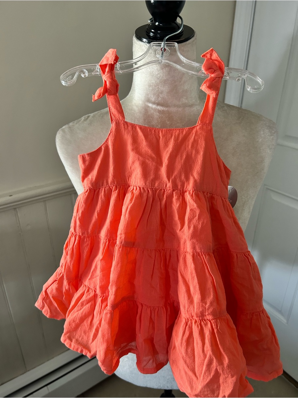 NWT Baby Gap 3 Pc Neon Coral Sprint Baby Tank Dress Set Size 6-12 M
